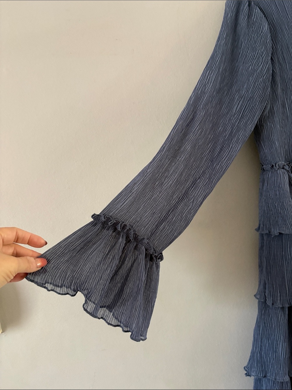 Lulu's Blue Tiered Ruffle Long-Sleeve Dress - Picture 8 of 11